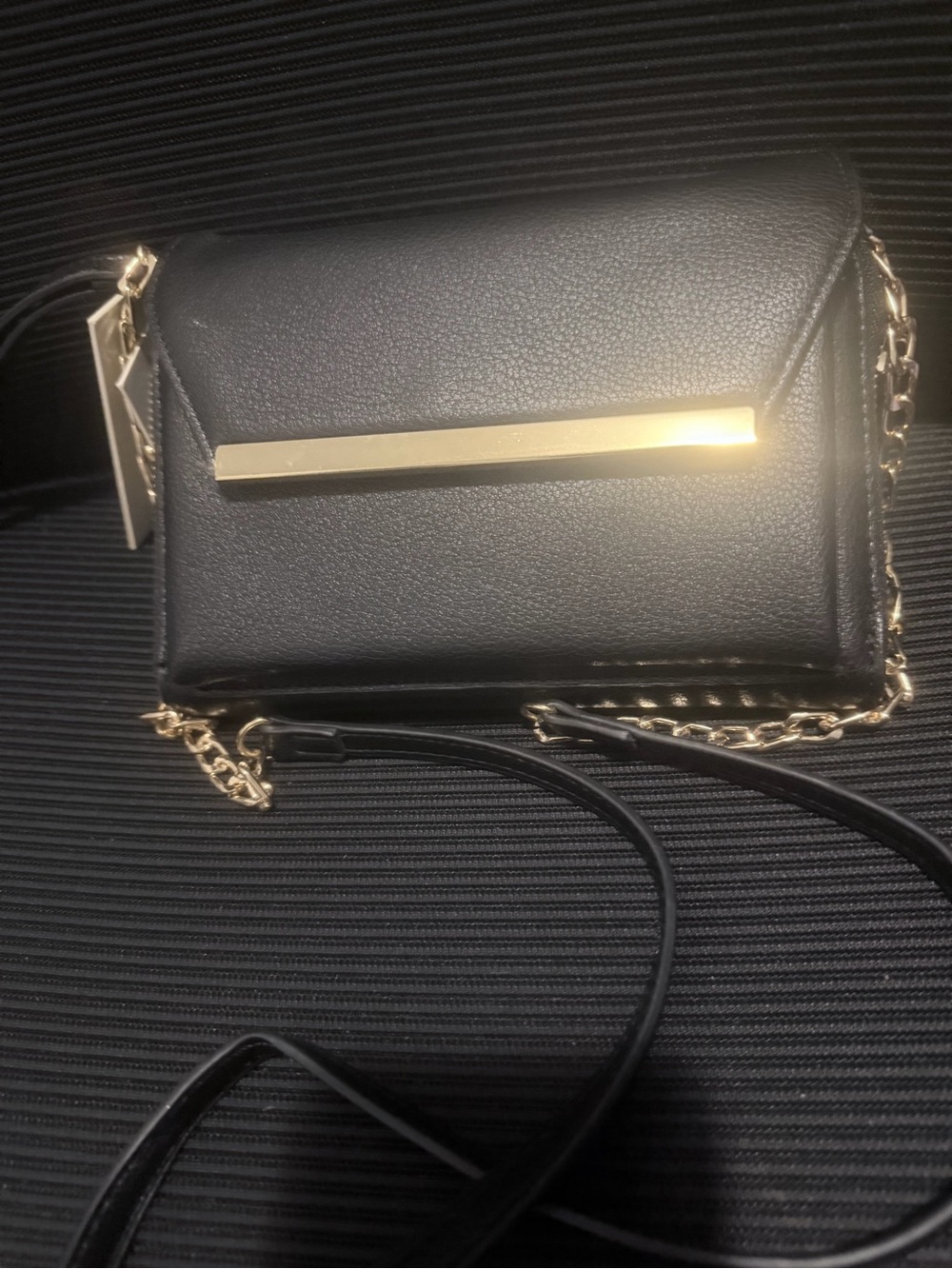 Madison Black Crossbody with Gold Bar Accent